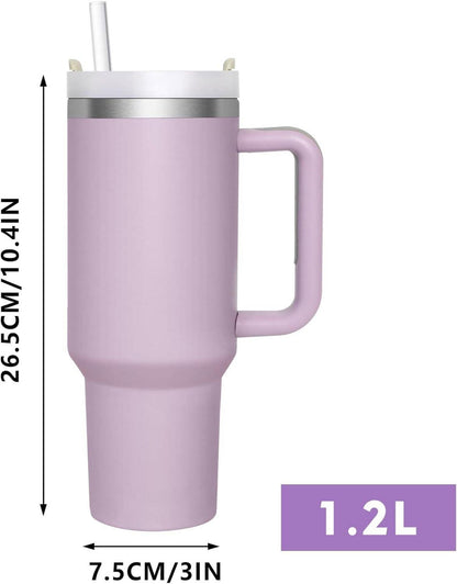 Thermobecher 1180ML mit Strohhalm und Deckel, Edelstahl Isolierbecher