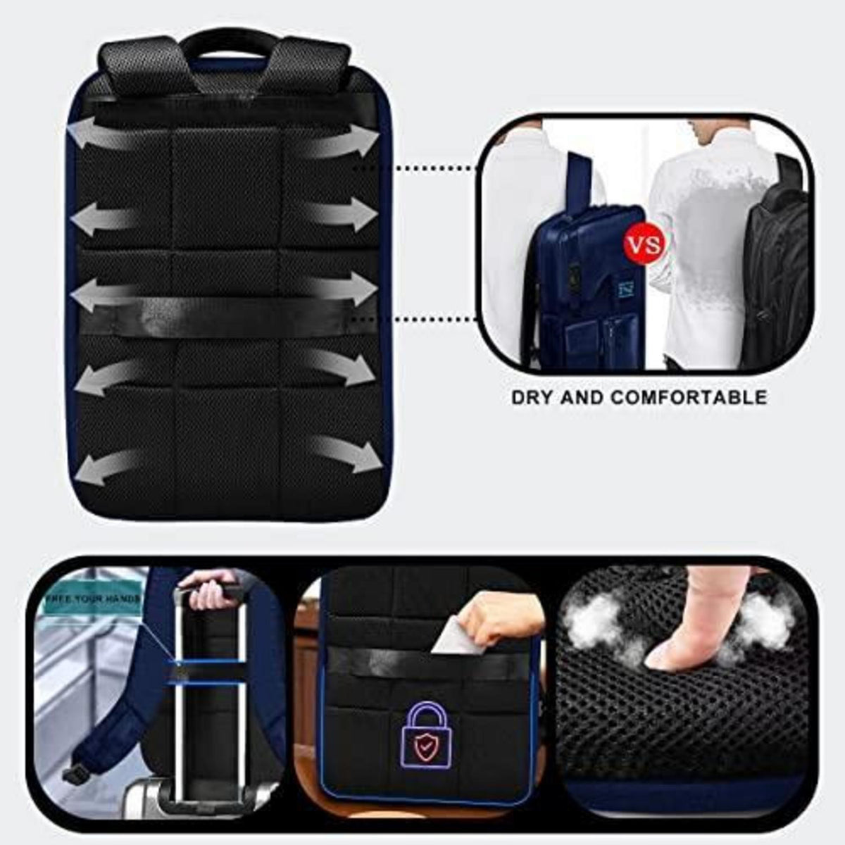 Laptop Rucksack 15,6 Zoll Business & Reise Rucksack Blau