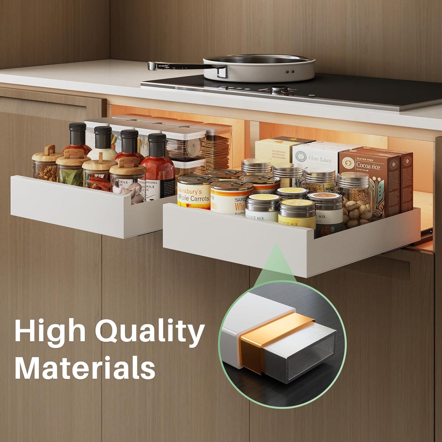 Ausziehbare Teleskopschublade 24x43x9cm Weiß - Kein Bohren nötig