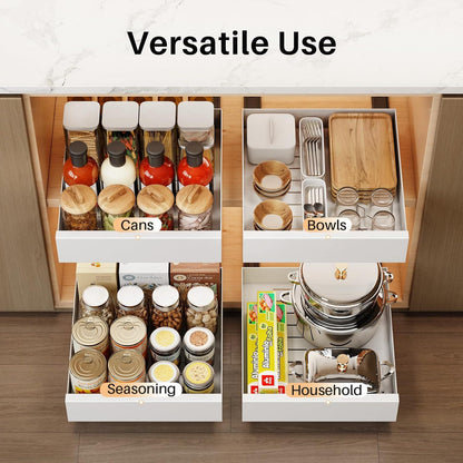 Ausziehbare Teleskopschublade 24x43x9cm Weiß - Kein Bohren nötig