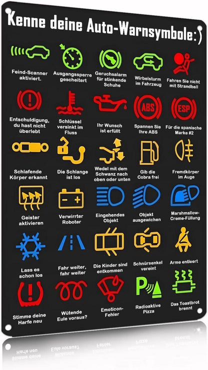 Auto-Warnsymbole Retro Metallschild Wanddekoration 20x30cm
