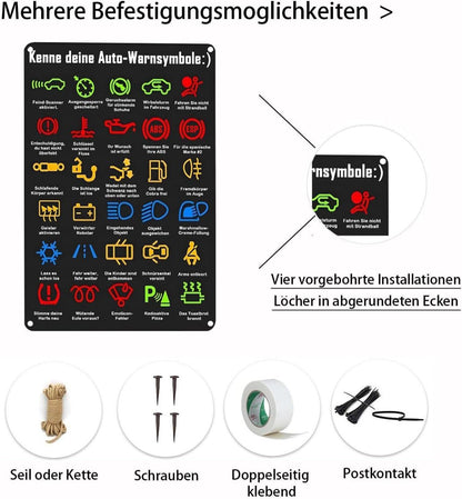 Auto-Warnsymbole Retro Metallschild Wanddekoration 20x30cm