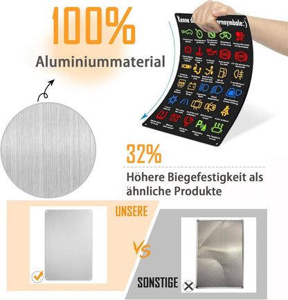 Kenne deine Auto-Warnsymbole: Schild 20x30cm für Autowerkstätten & Garagen