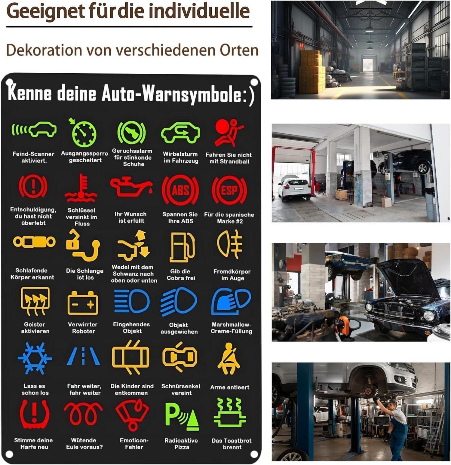 Auto Warnsymbole Retro Metallschild Kunst Wanddeko 20x30cm Auto Garage