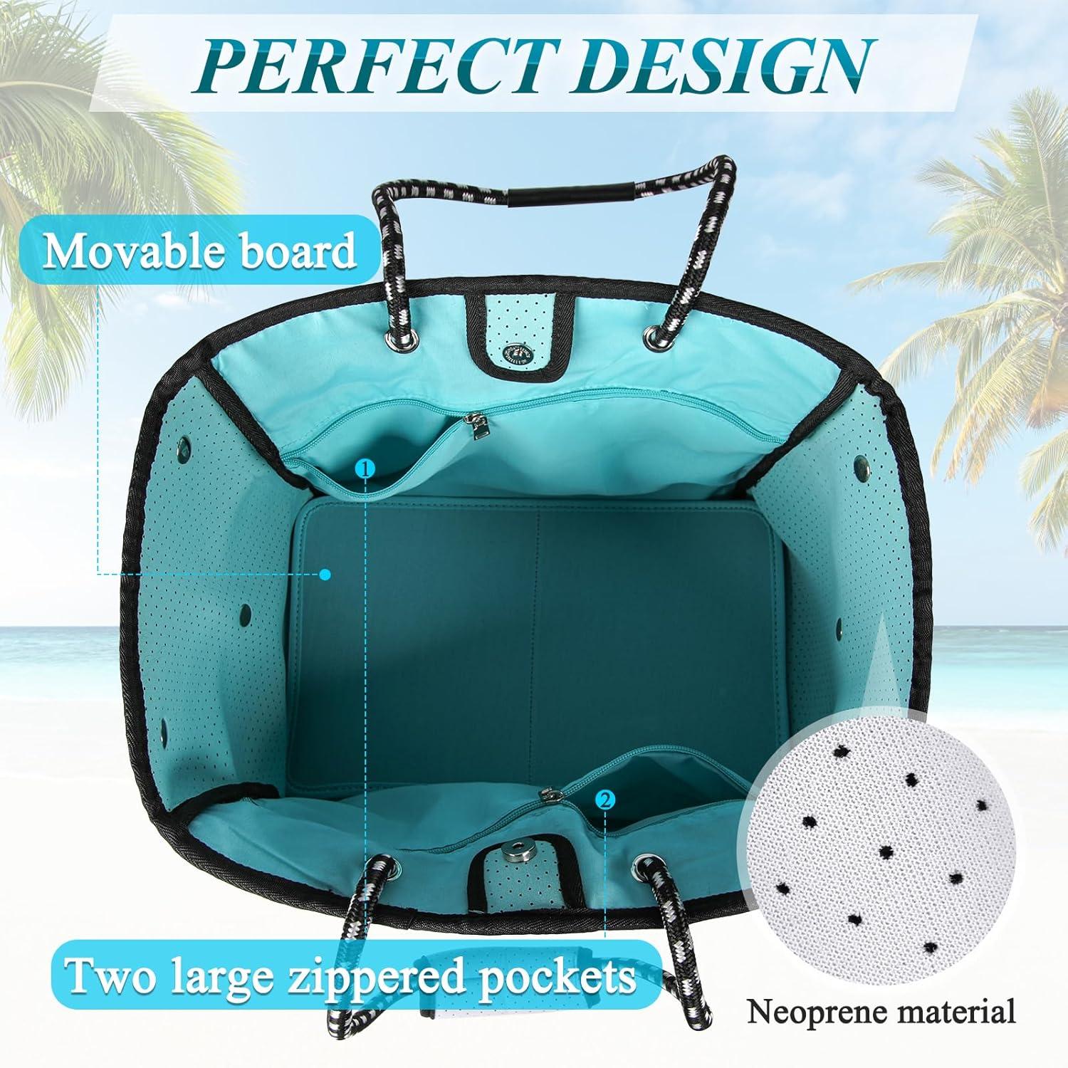 Strandtasche XXL Neopren Schwarz 45L für Strand Schwimmen Reisen Fitnessstudio