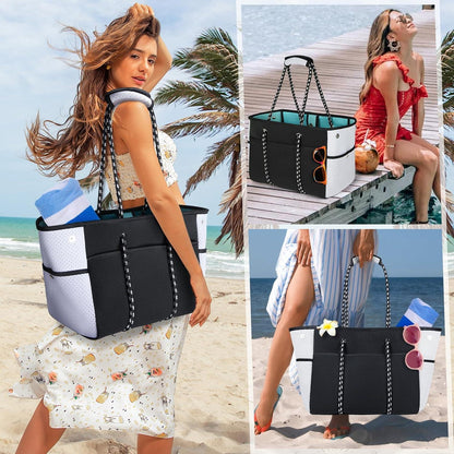 Strandtasche XXL Damen Neopren Schwarz 45L für Strand Schwimmen