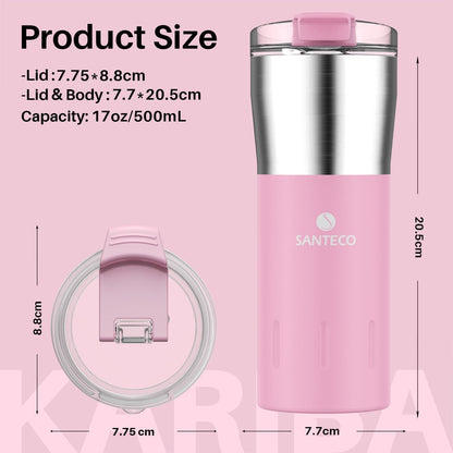 Thermobecher 500ml Edelstahl Doppelwandig Isoliert Kaffeebecher to go