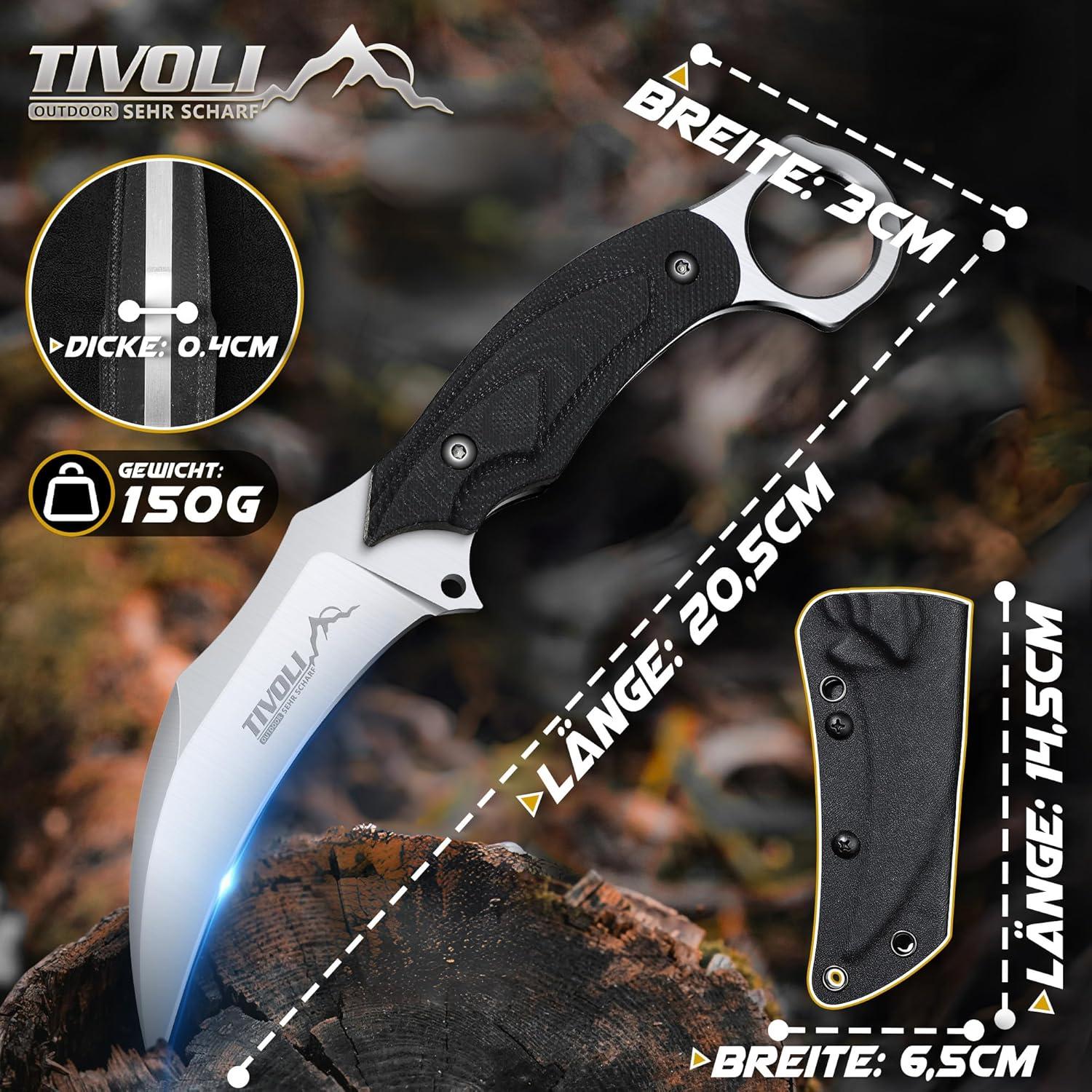 Outdoor Survival Messer D2 Stahl Klinge Kydexscheide Volltang