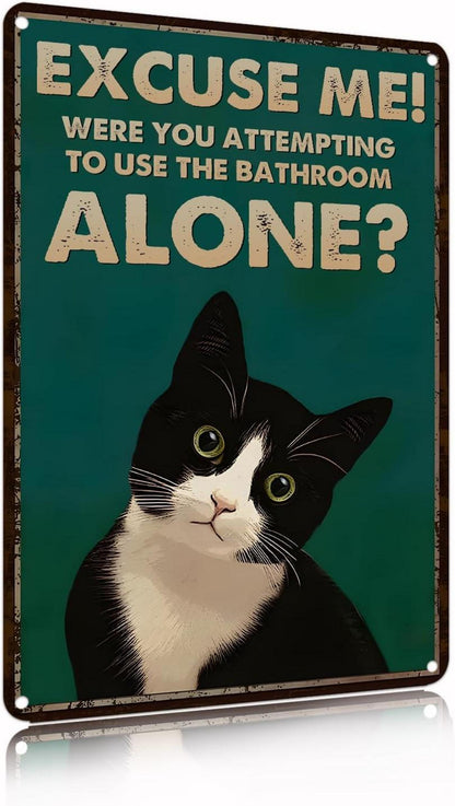 Vintage schwarze Katze Metallschild für Bad und Toilette 20x30cm