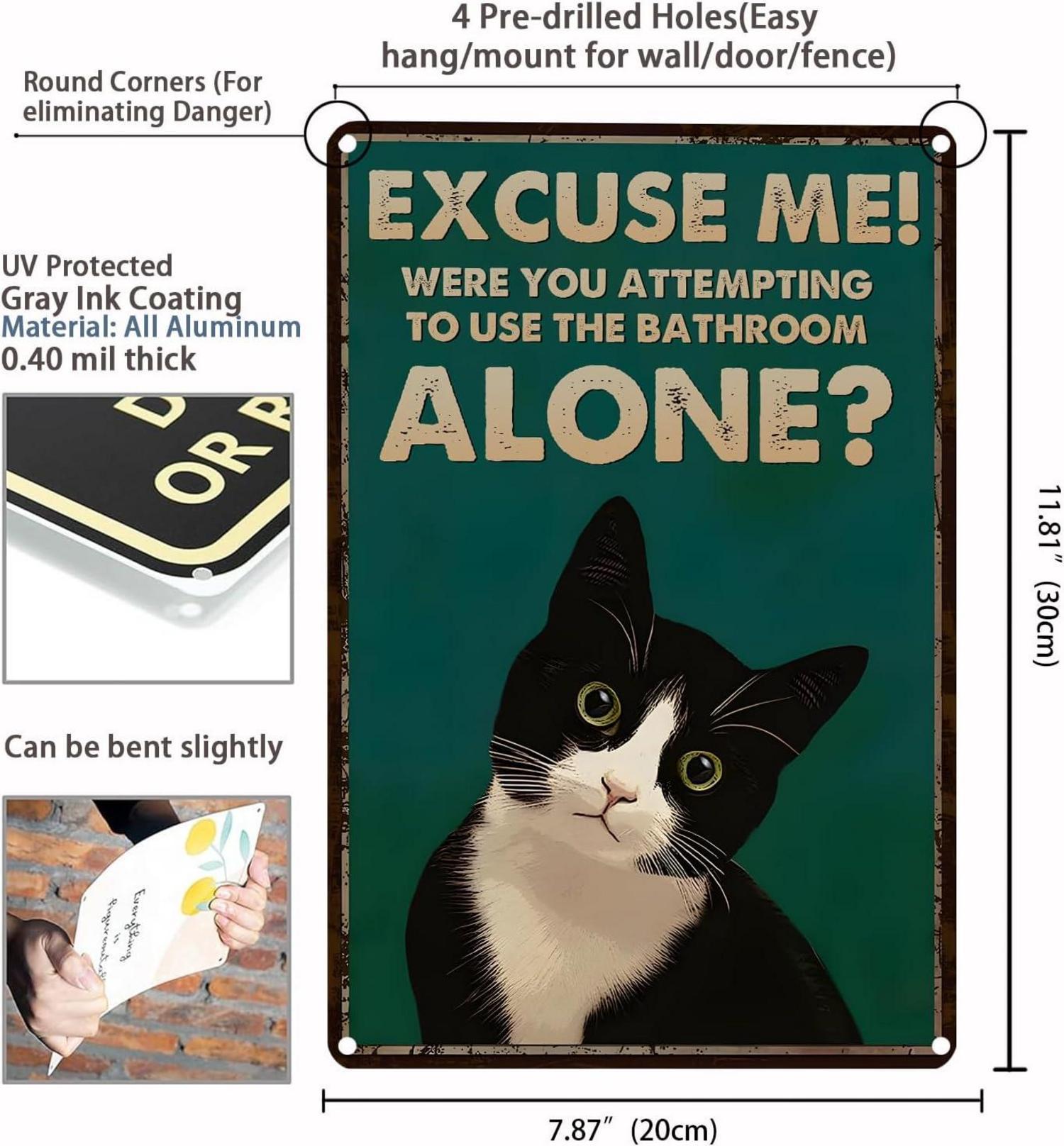 Schwarzes Katzen-Wandschild Vintage Badezimmer-Dekoration