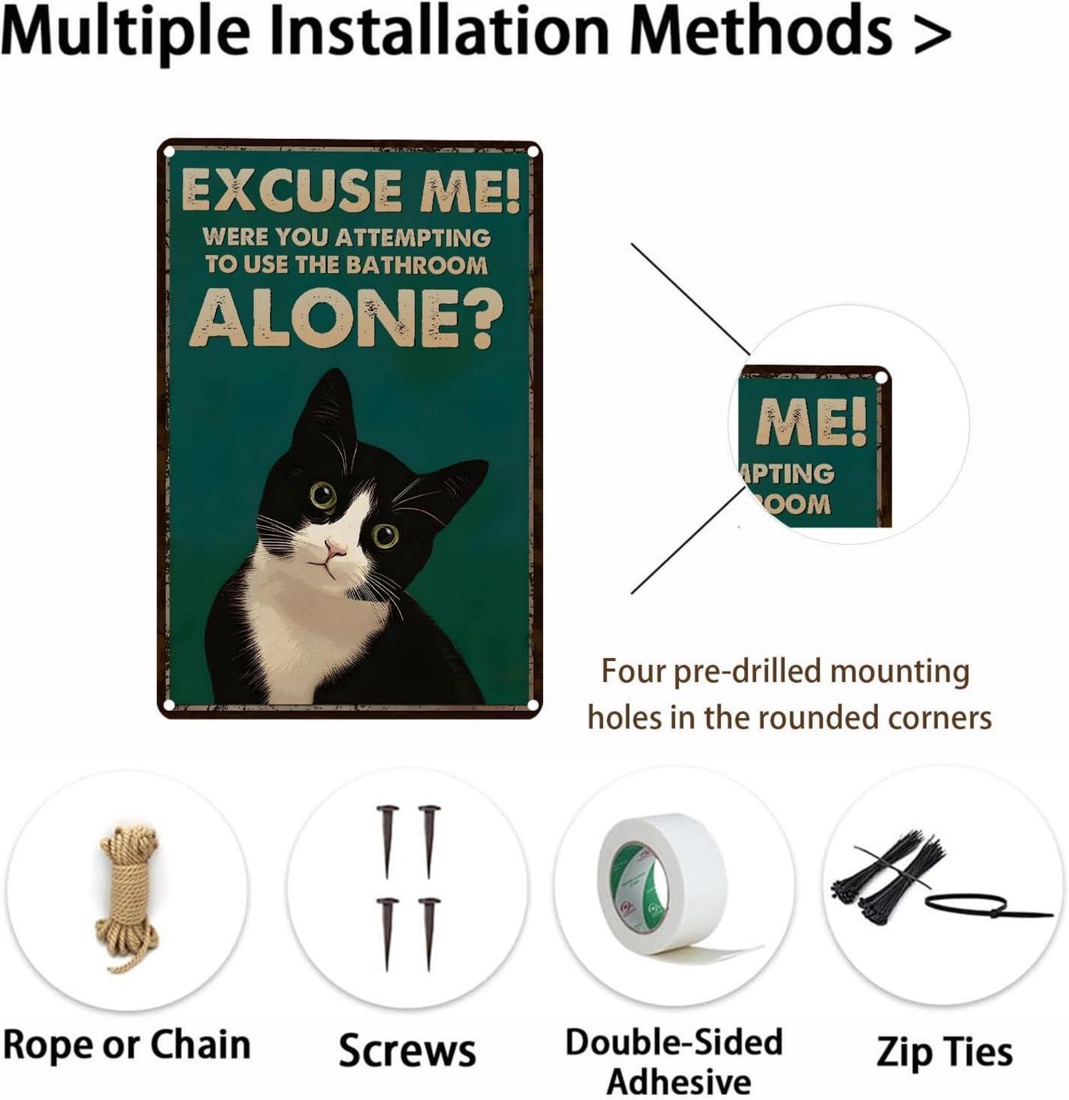 Vintage schwarze Katze Metallschild für Bad und Toilette 20x30cm