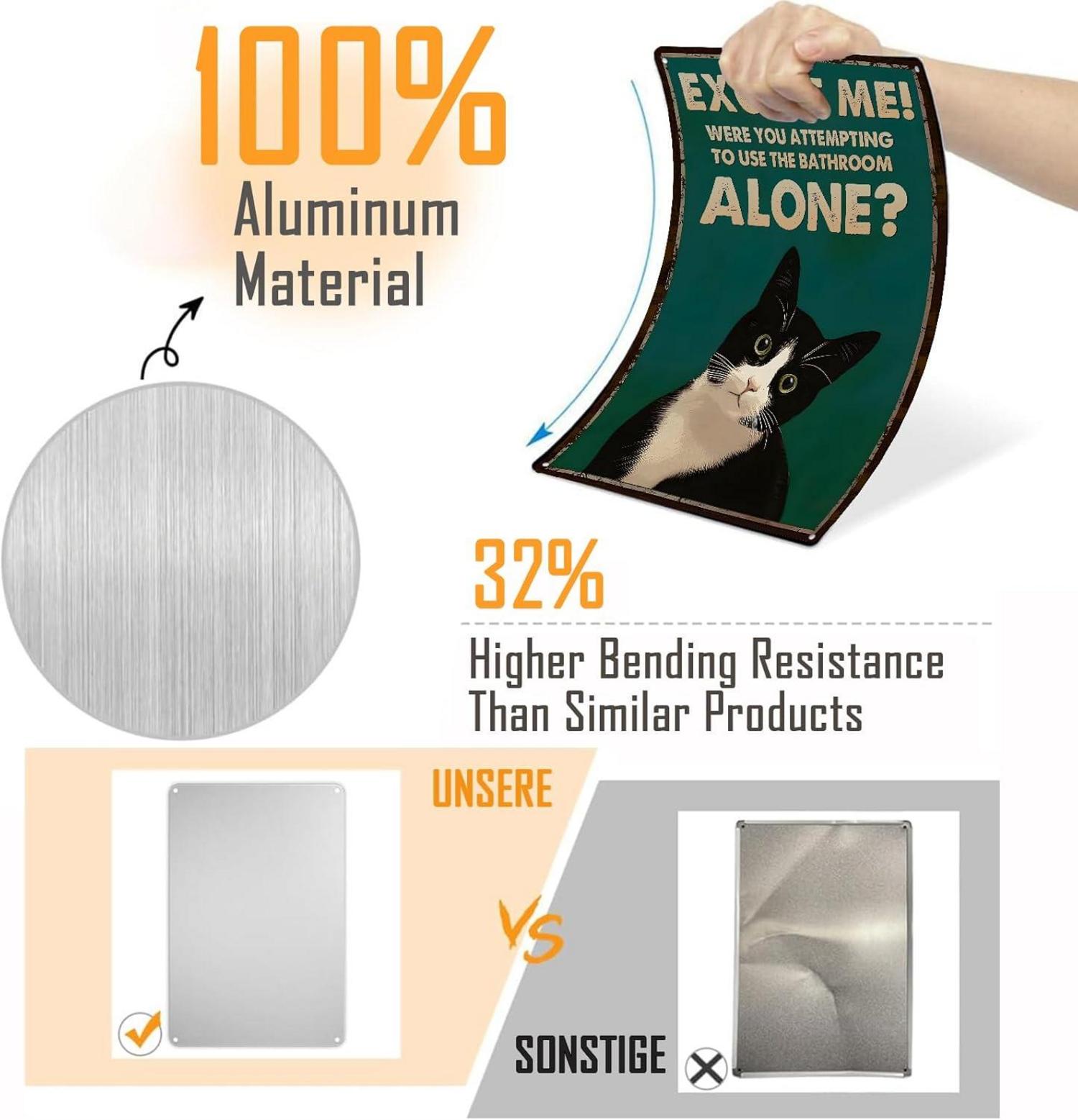 Vintage schwarze Katze Metallschild 20x30cm für Badezimmer & Toilette