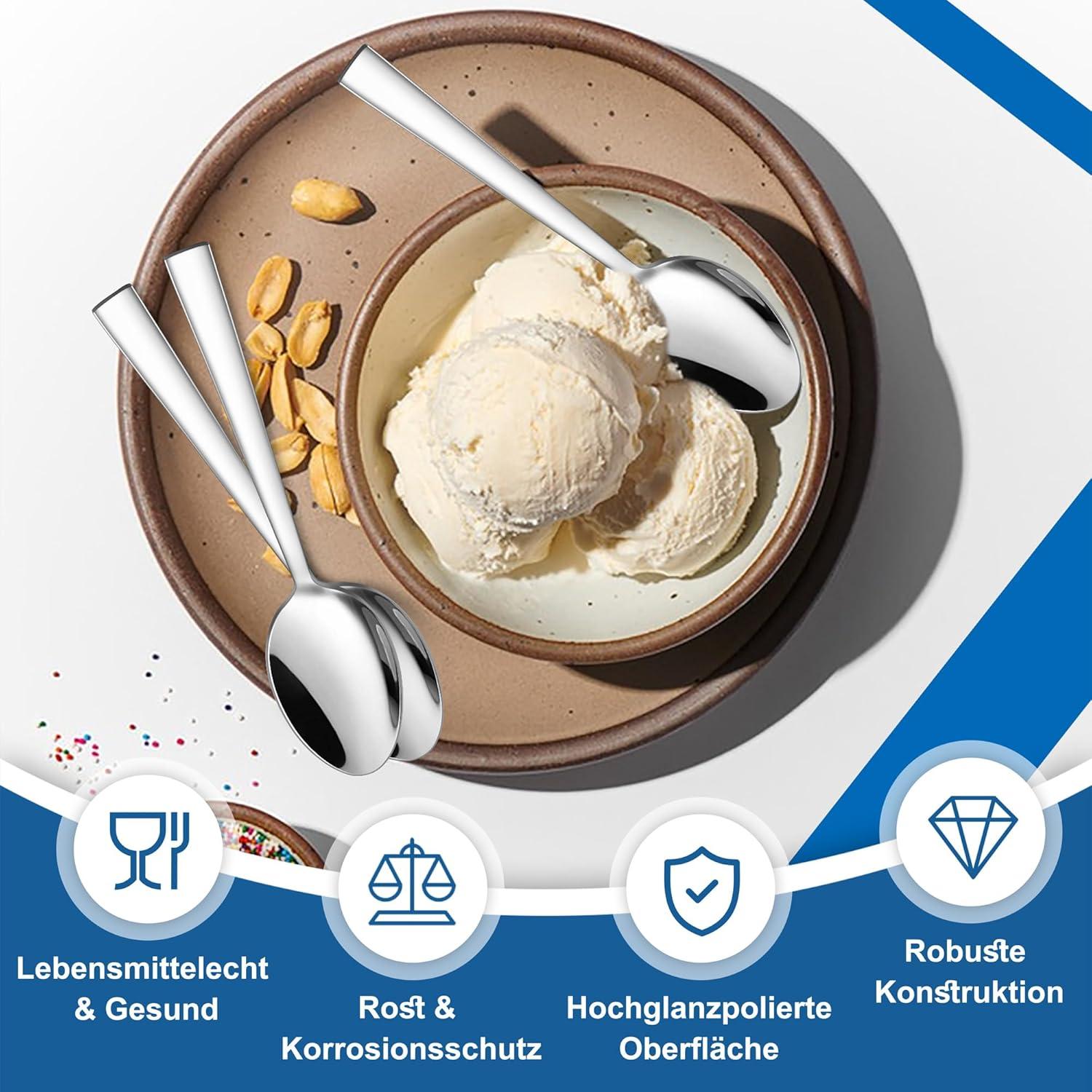 Kaffeelöffel Set Edelstahl Dessertlöffel 12 Stück Hochglanzpoliert