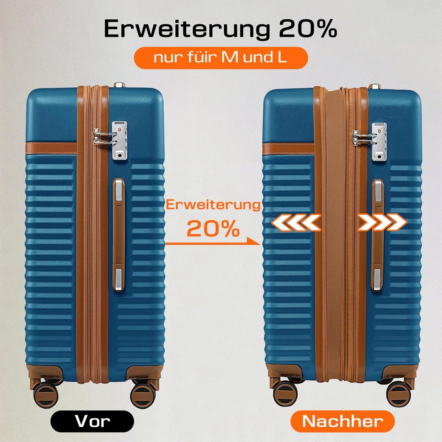 Joyway Kofferset ABS Hartschalen Trolley 4 Rollen TSA