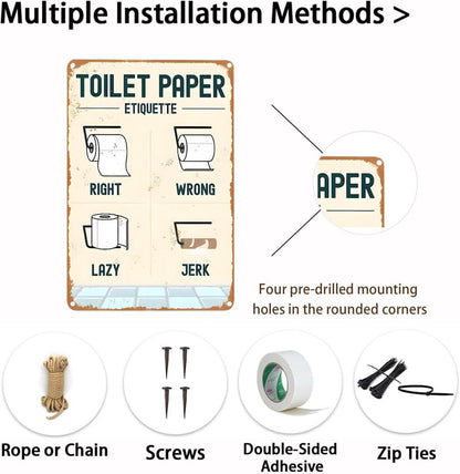 Retro Toilettenschild Toilettenpapier Etikette Dekoration 20x30cm