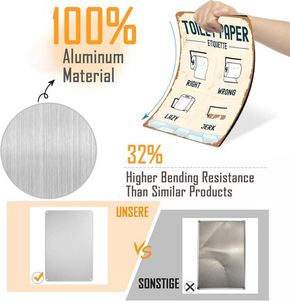 Retro Metallschild Toilettenpapier Etikette 20x30cm Vintage Badezimmer Dekoration