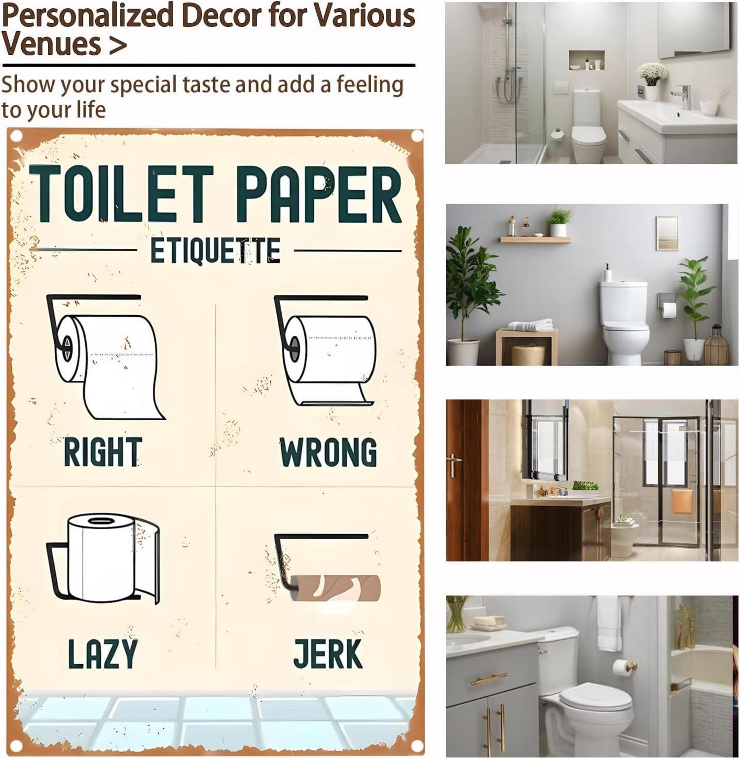 Retro Toilet Paper Etiquette Schild Badezimmer Deko 20x30cm Metall