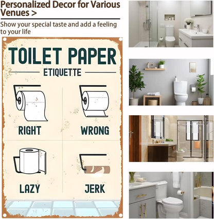 Retro Toilet Paper Etiquette Schild Badezimmer Deko 20x30cm Metall