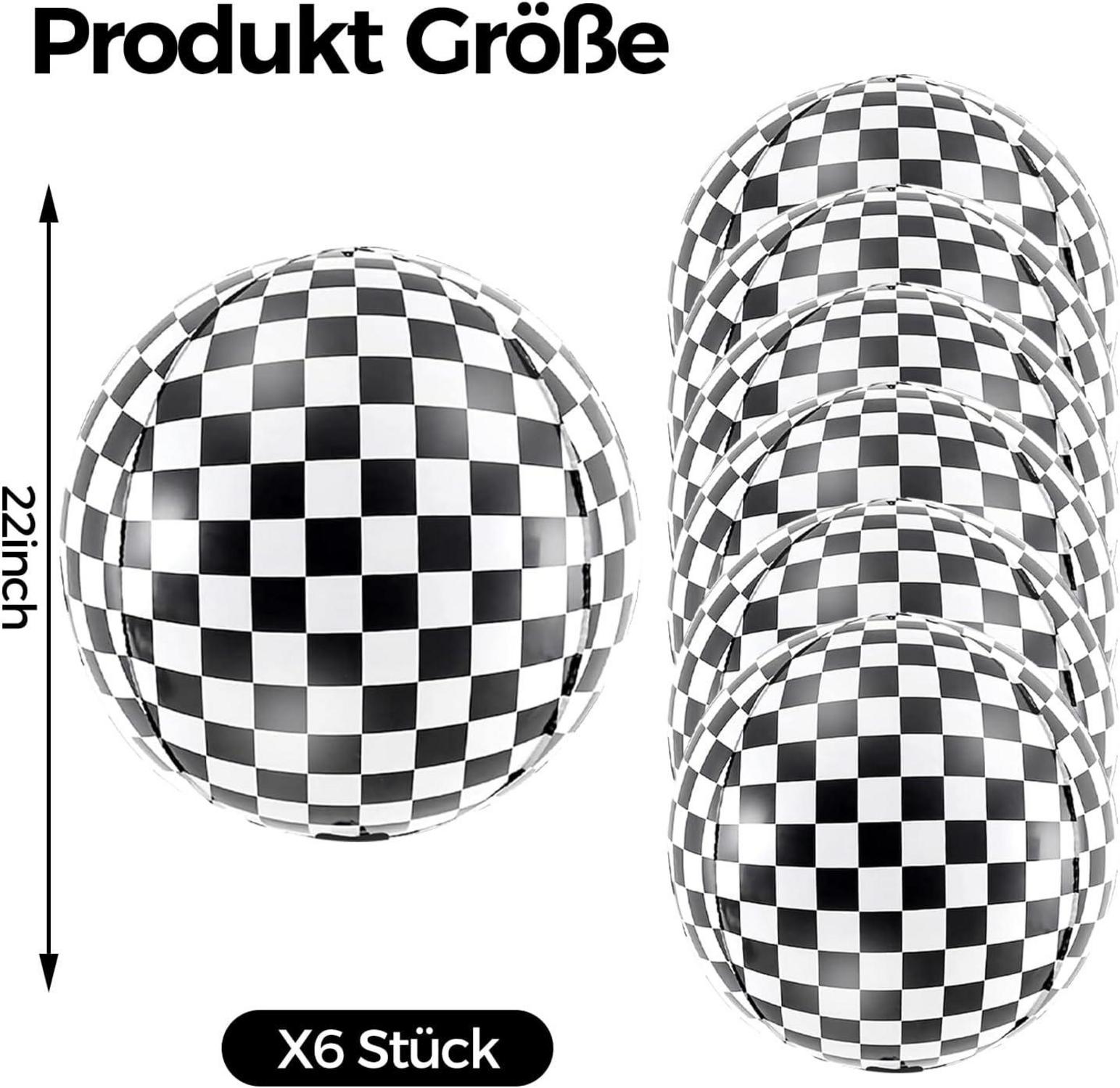 VIKY® 6 Stk Schwarz Weiß Kariert Geburtstagsdeko Luftballons