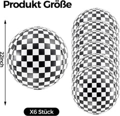 VIKY® 6 Stk Schwarz Weiß Kariert Geburtstagsdeko Luftballons