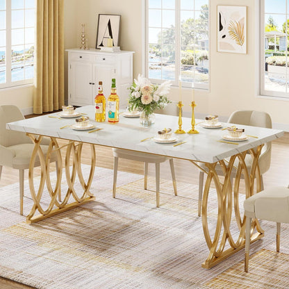 Moderner Esstisch weiß & gold für 6 Personen – 160x80cm