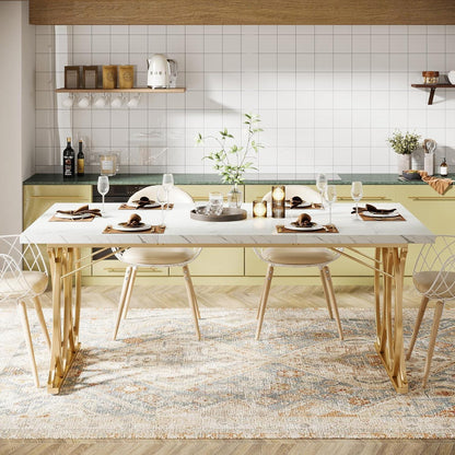 Moderner Esstisch weiß & gold für 6 Personen – 160x80cm