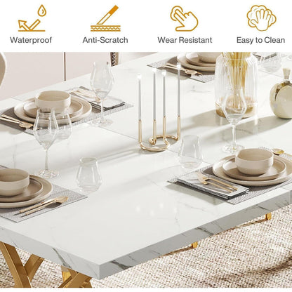 Moderner Esstisch weiß & gold für 6 Personen – 160x80cm
