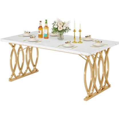 Moderner Esstisch weiß & gold für 6 Personen – 160x80cm