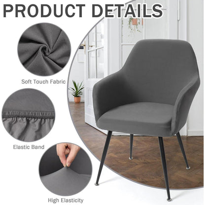 Stretch Stuhlhussen 2er Set – Grau, für Esszimmer & Büro