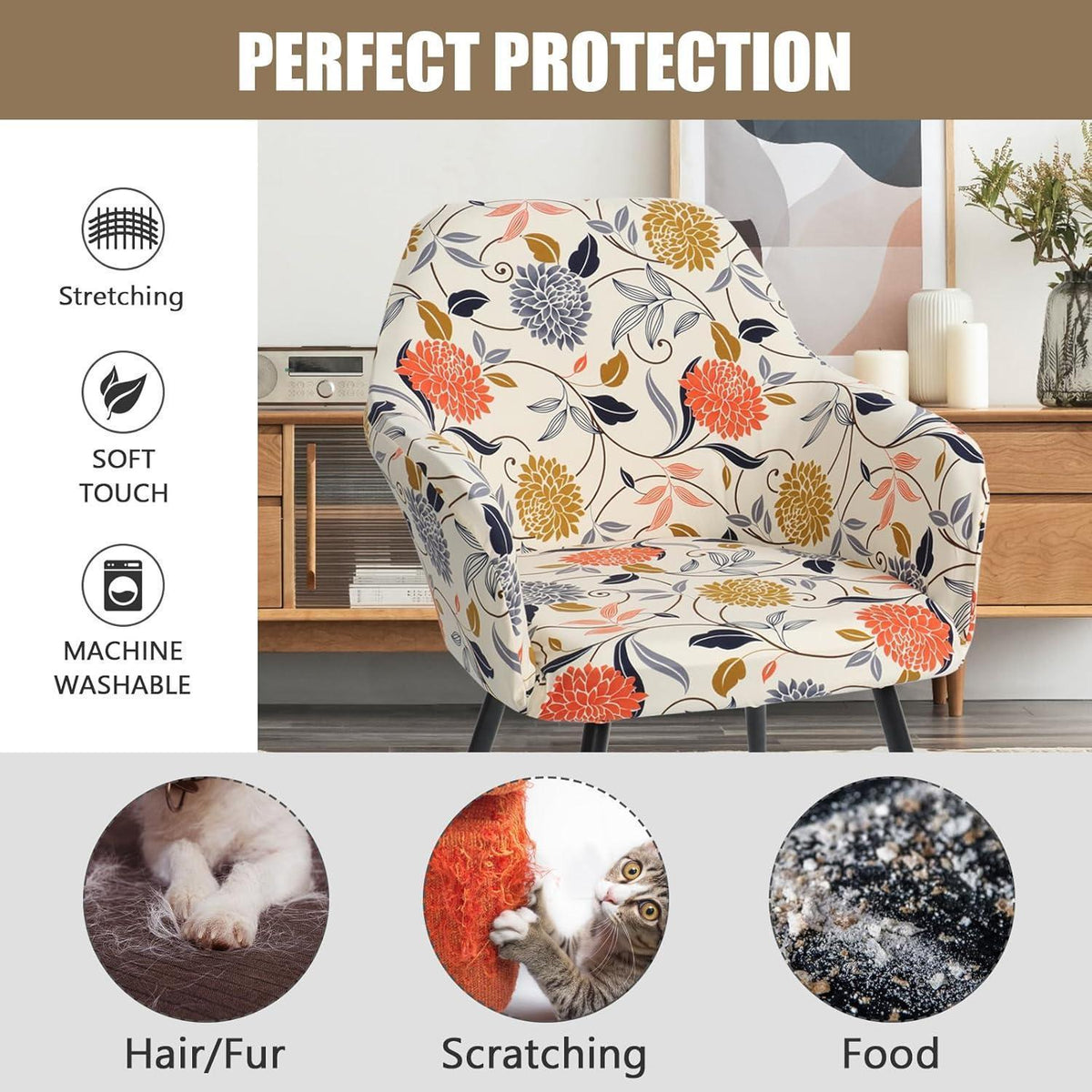 Stretch Stuhlhussen 2er Set – Sesselbezug für Esszimmer & Büro