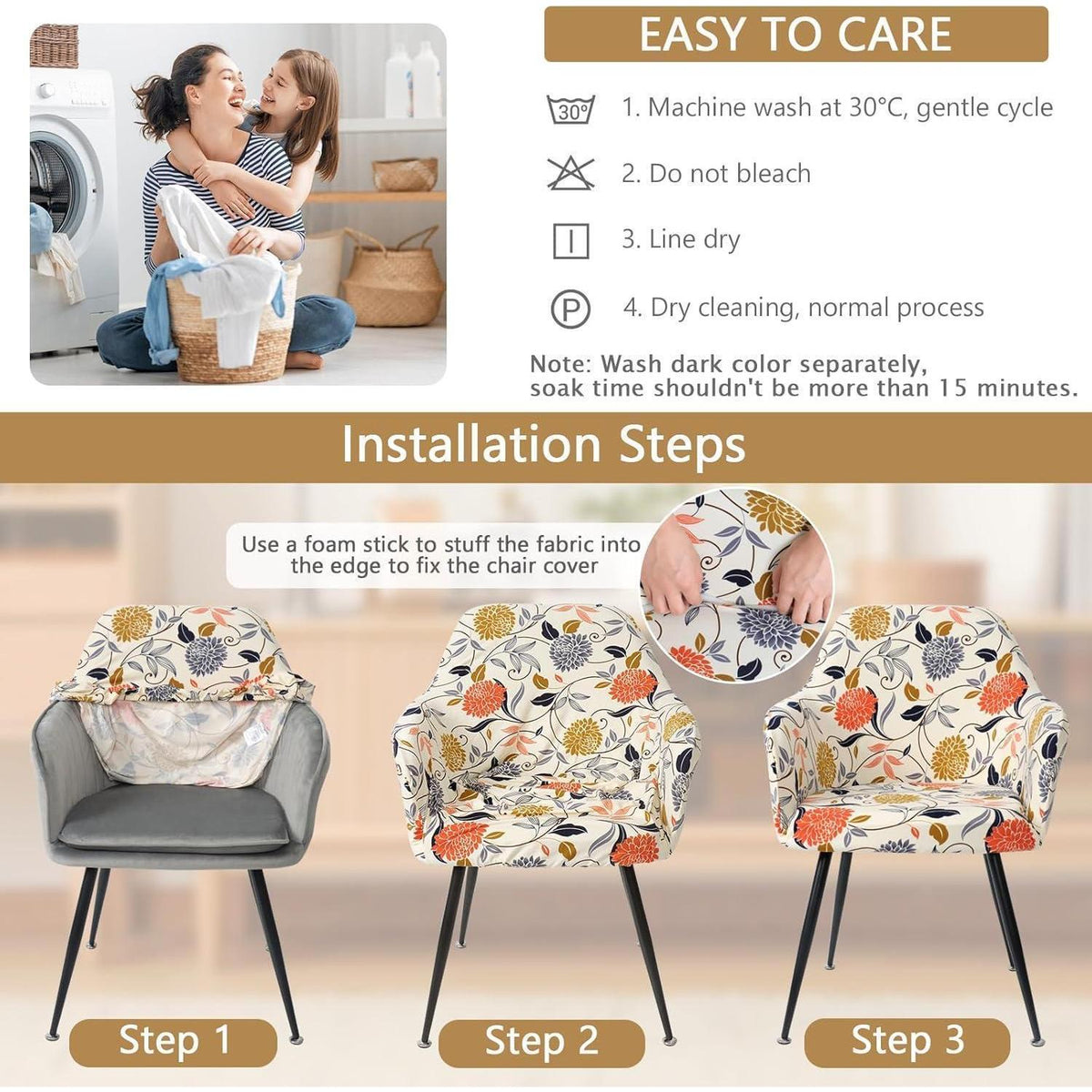 Stretch Stuhlhussen 2er Set – Sesselbezug für Esszimmer & Büro