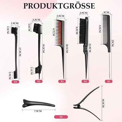 Scettar 5 Stück Sleek Bun Bürste Set mit Clips, Styling Kamm