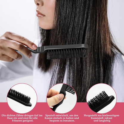 Sleek Bun Bürste Set mit 5 Clips und Rattenschwanzkamm Schwarz