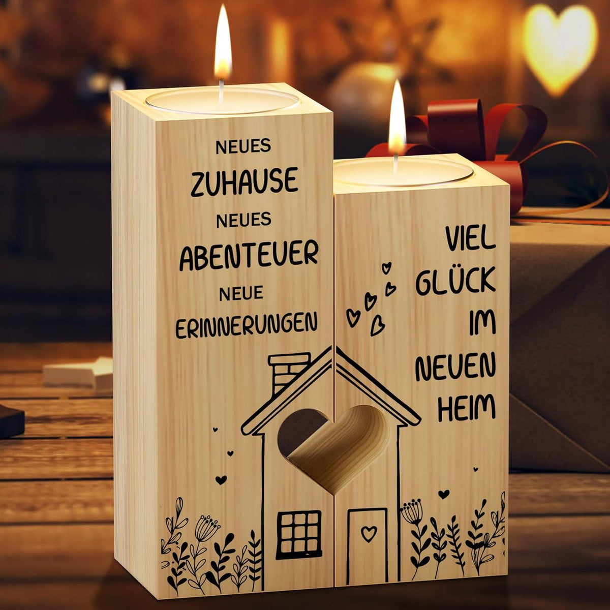 Kerzenständer Einweihungsgeschenk Hauswärmer_Zwei Kerzenhalter aus