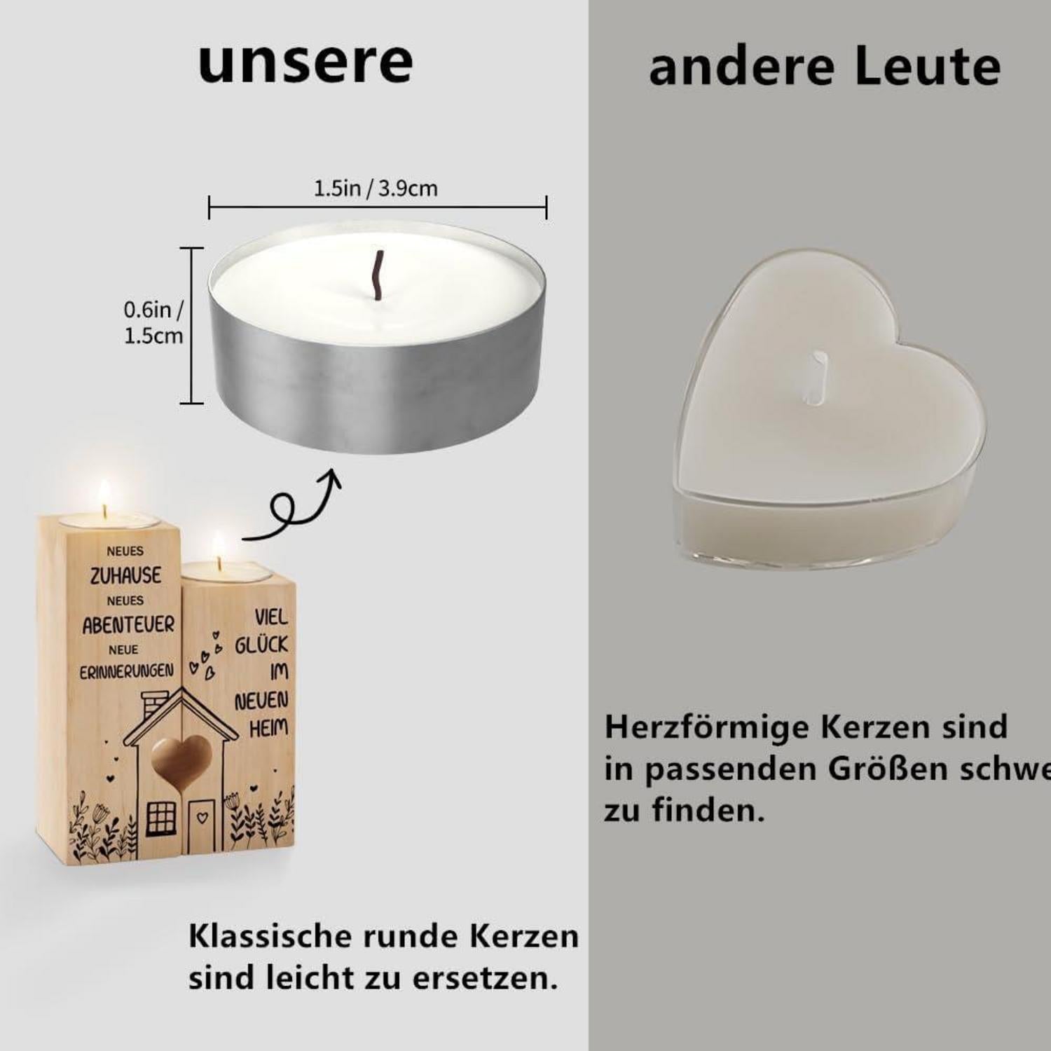 KAAYEE Kerzenhalter Einweihungsgeschenk Neue Wohnung Glück Teelichthalter