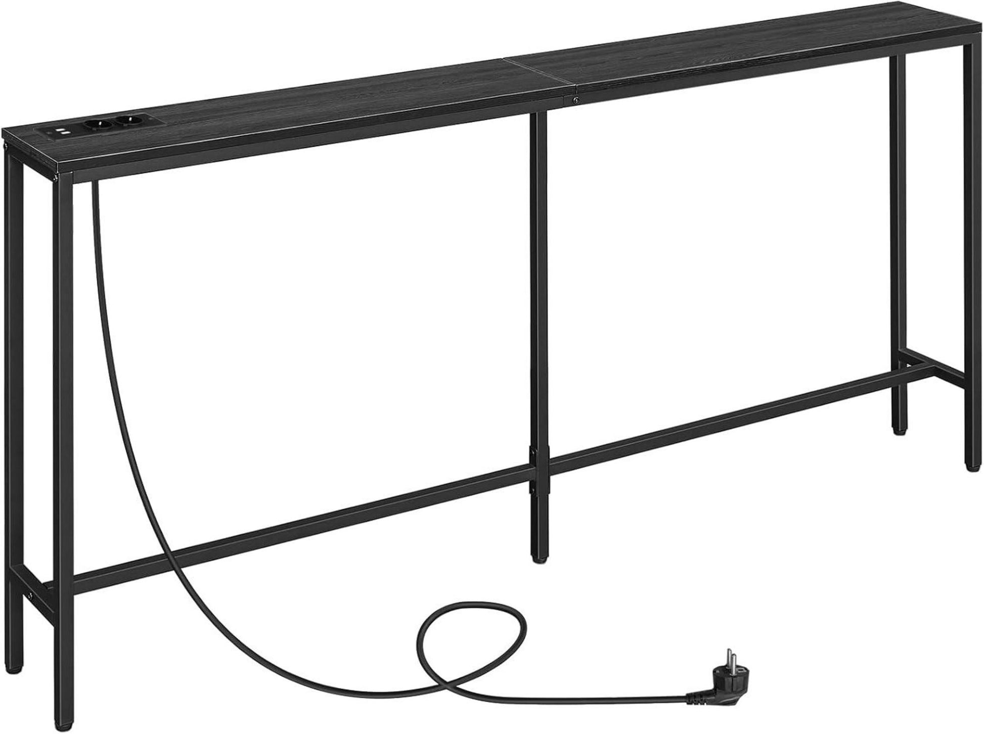 Konsolentisch mit USB-Anschlüssen, 180 cm schwarz