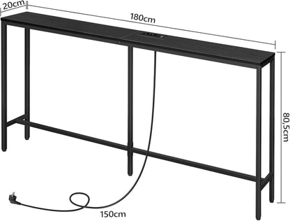 Konsolentisch mit USB-Anschlüssen, 180 cm schwarz