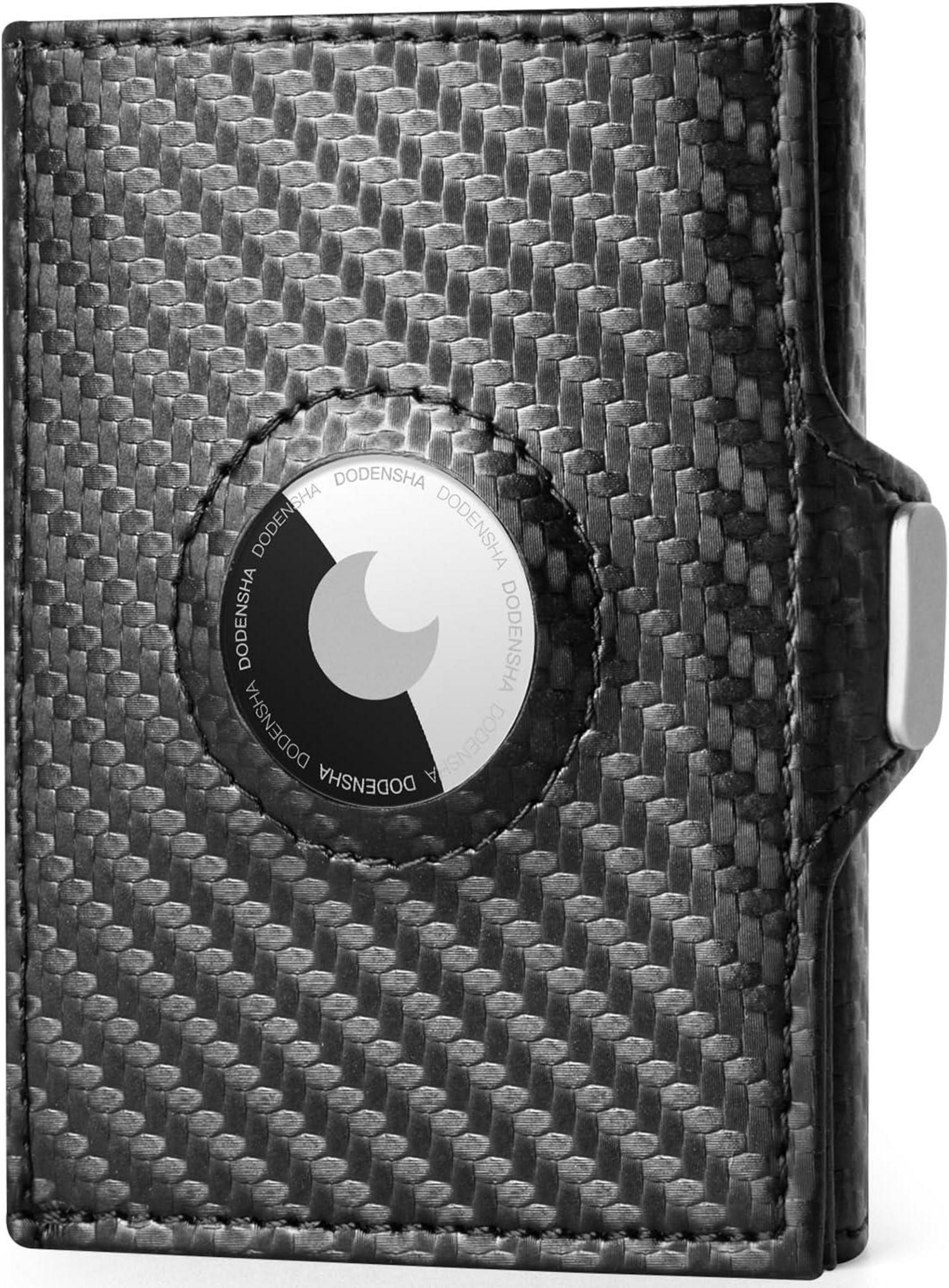 Slim Wallet Kartenetui Herren RFID Schutz Schwarz Münzfach