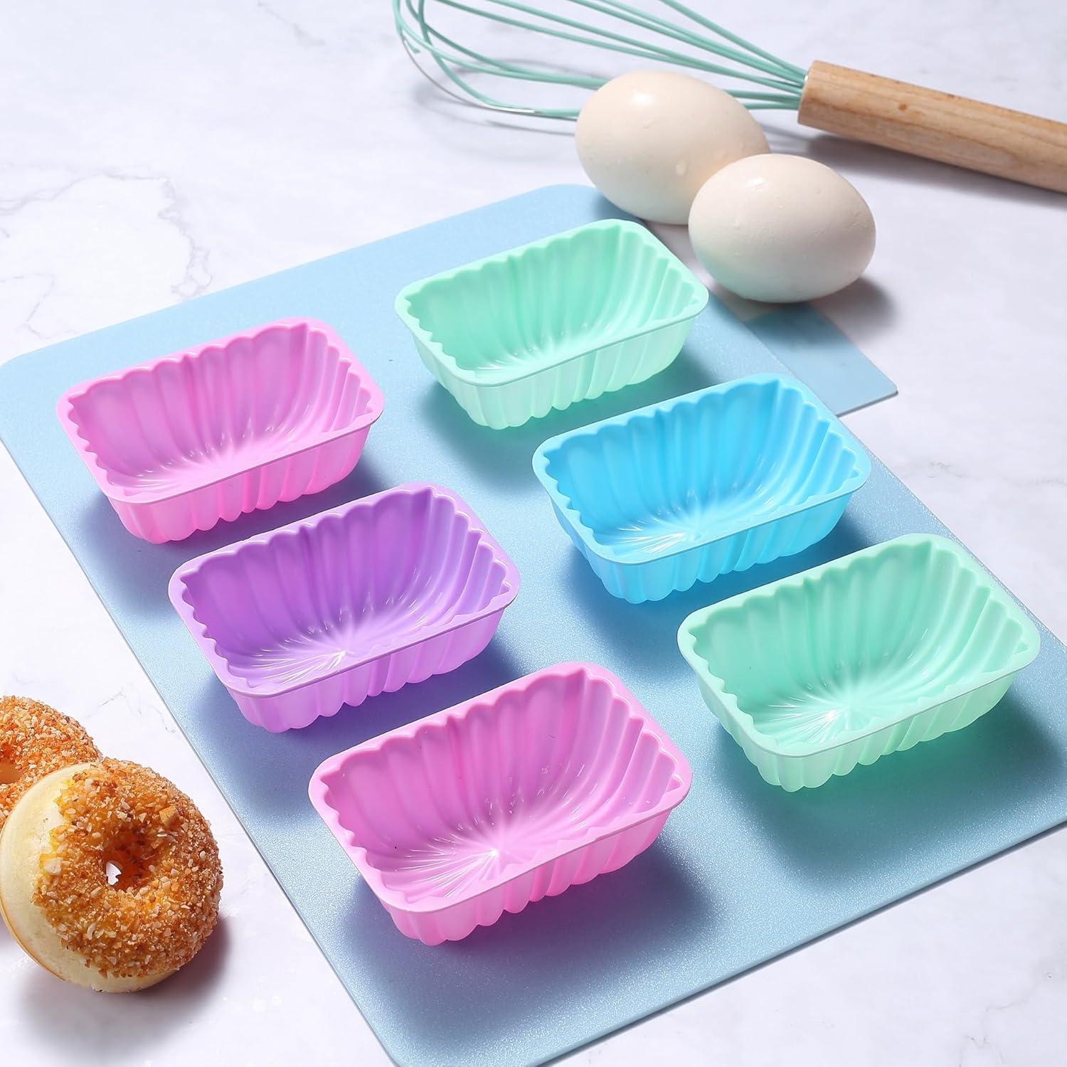 12er Set Mini Silikon Backformen für Mini Muffins in 4 Farben