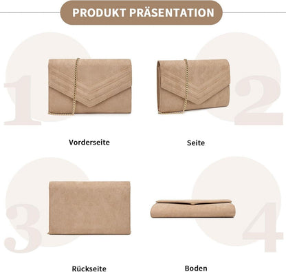 Elegante Miss Lulu Clutch Abendtasche mit Kette - Schwarz/Rosa