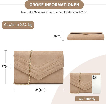Miss Lulu Damen Elegant Clutch Abendtasche mit Kette Schwarz/Rosa