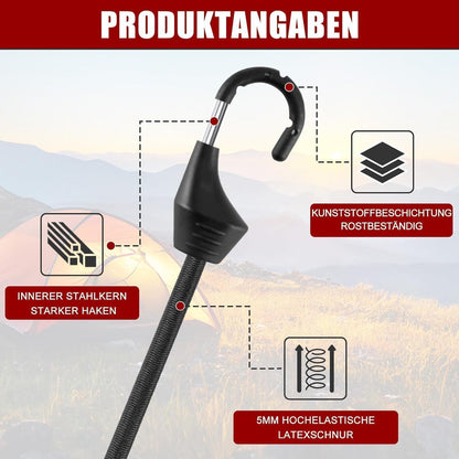 Spanngummis mit Haken – 12er Set | Robuste Gummiseile für Haushalt & Garten