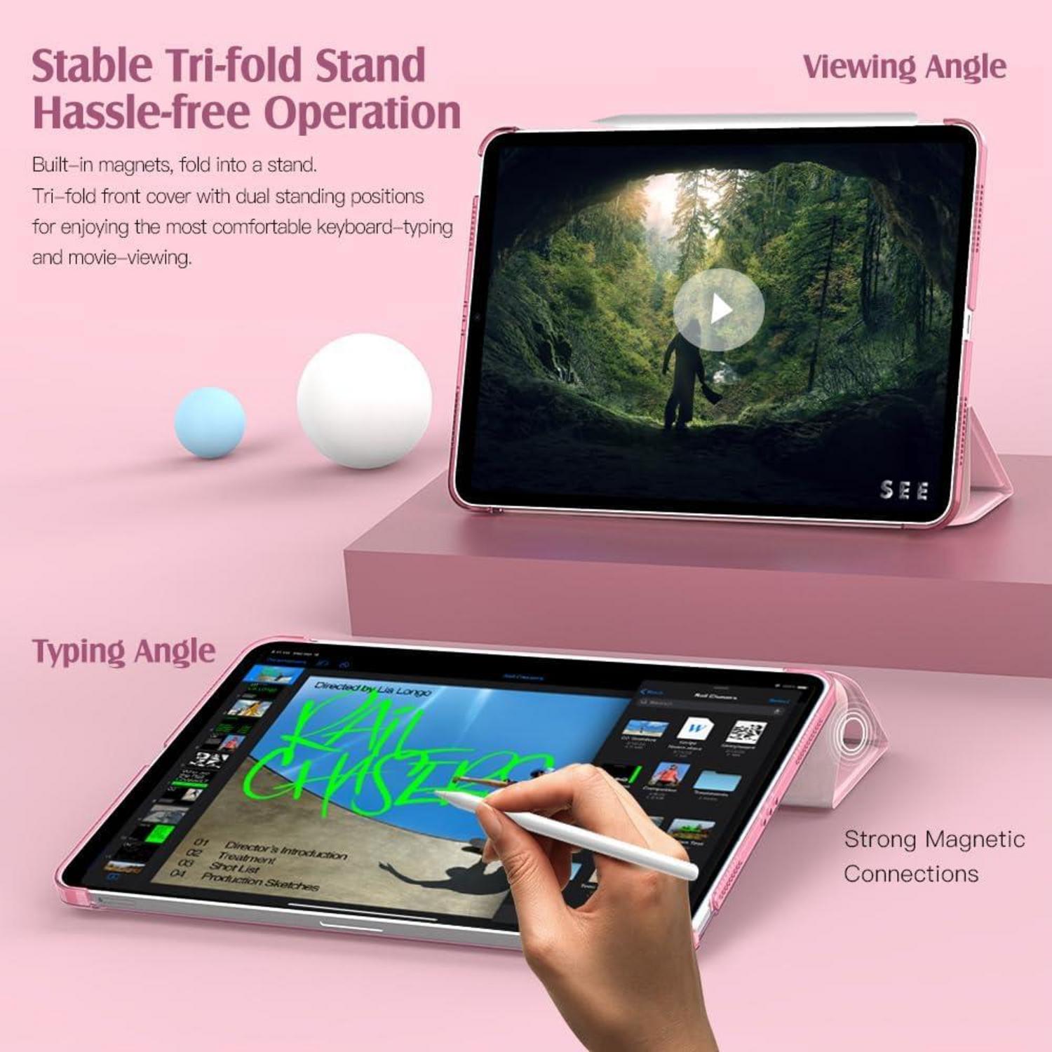 iPad Air 11 Zoll Hülle M2 2024 Capri Blau Blumen Rosa