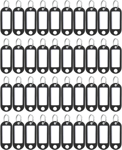 20x Schwarz Schlüsselanhänger 5cm Weichplastik Etiketten Ringe Folien
