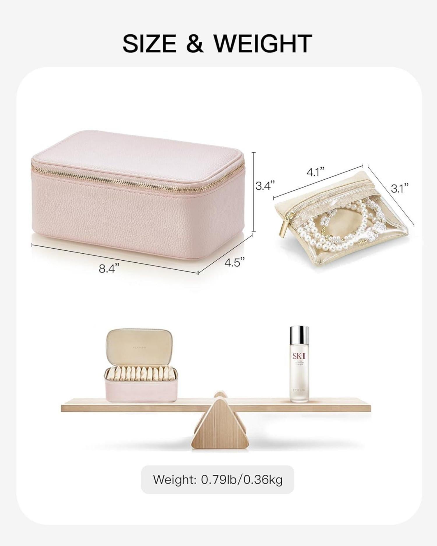 Vlando Reise Schmuckkasten Organizer 12 Schmuckbeutel Leder Pink