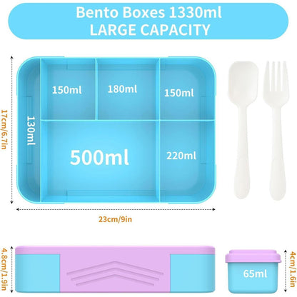 Brotdose Kinder mit Fächern 1330ml Auslaufsicher Lunchbox
