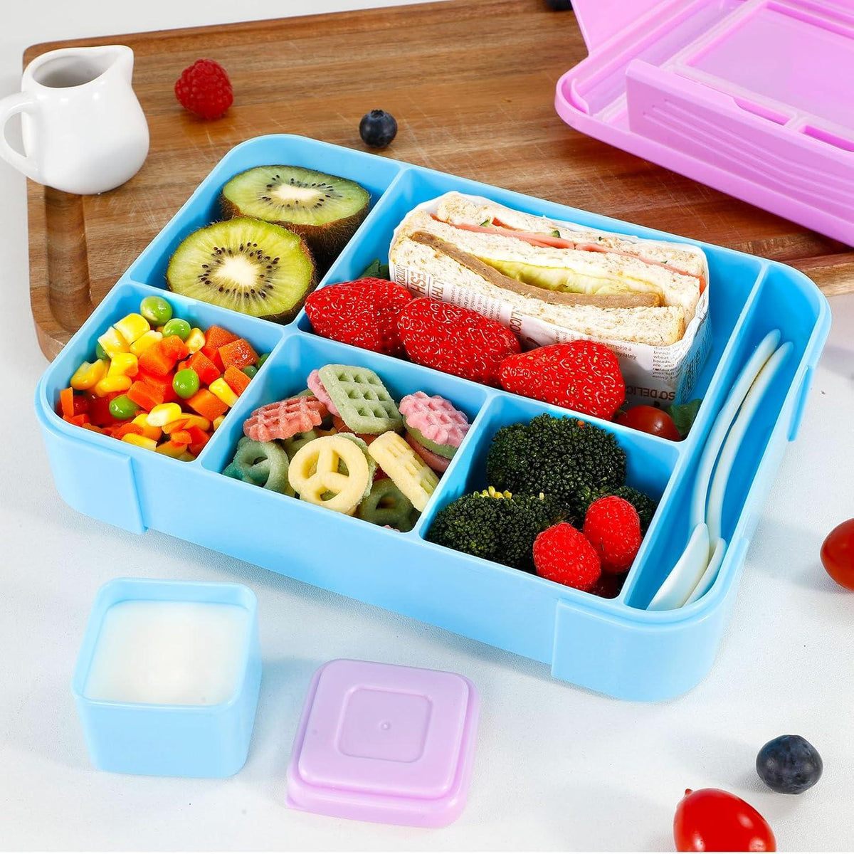 Brotdose Kinder Bento Box 5 Fächer Auslaufsicher Lunchbox 1330ml