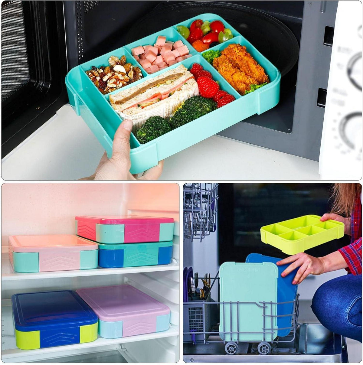 Brotdose Kinder Bento Box 5 Fächer Auslaufsicher Lunchbox 1330ml