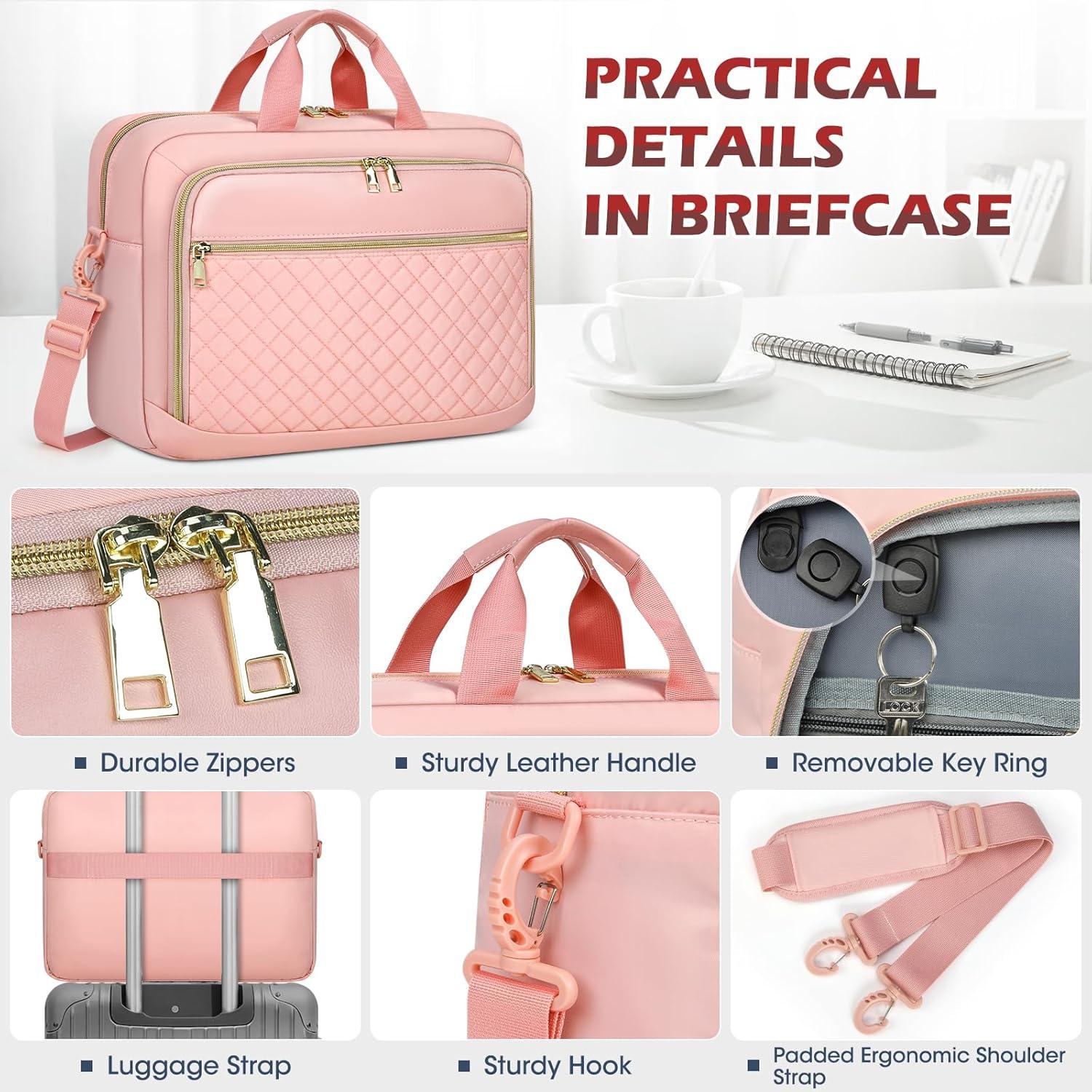 Laptoptasche 17,3 Zoll Damen Business Notebook Umhängetasche Rosa