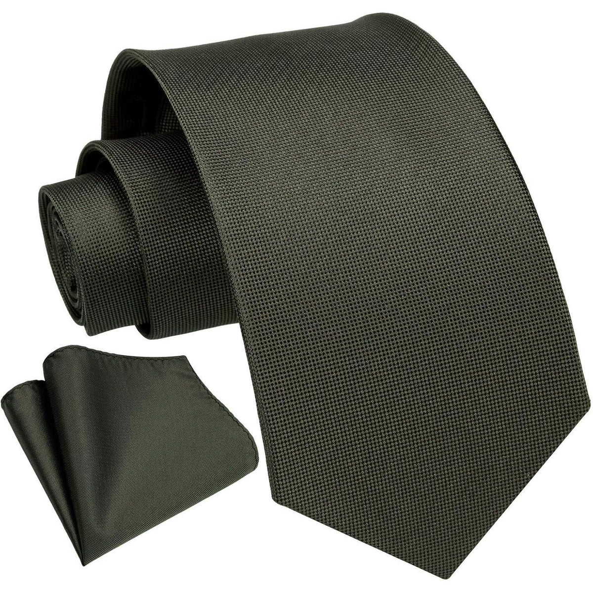 Krawatten-Set Herren Olivgrün mit Einstecktuch | Klassisch & Elegant